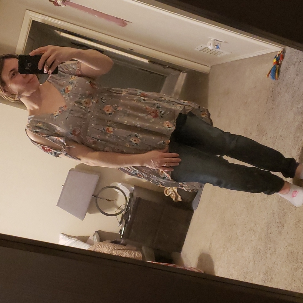 Torrid Hi Low floral Babydoll tie arm dress/tunic